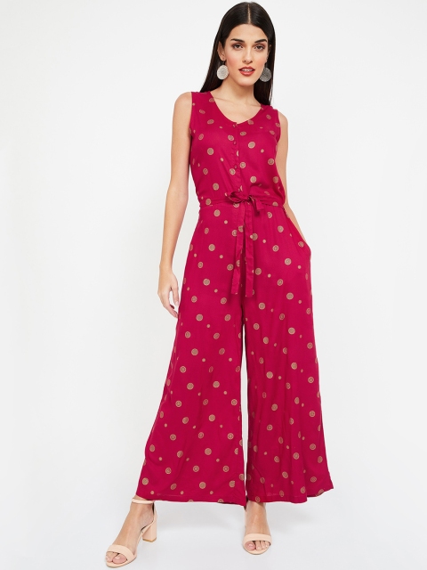 

Colour Me by Melange Women Burgundy Printed Basic Jumpsuit