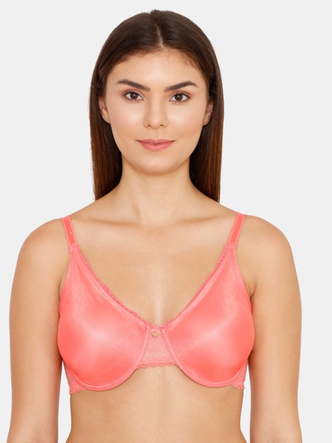 

Zivame Peach-Coloured Solid Underwired Non Padded Minimizer Bra