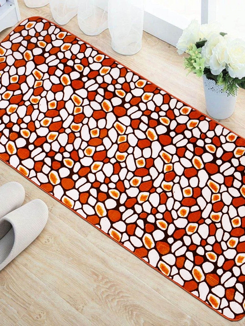 

Status Orange & Off-White Printed Rectangular Super Soft Non-Slip Mink Floor Runner