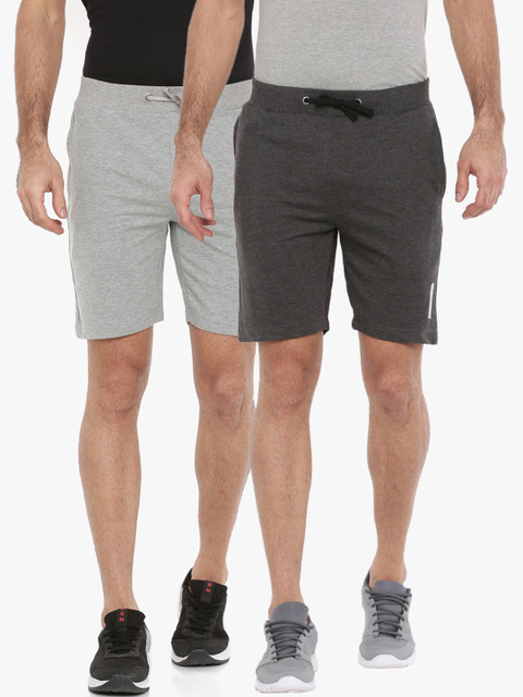 

Force NXT Men Pack Of 2 Solid Regular Fit Sports Shorts, Charcoal