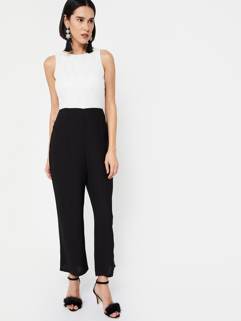 

Ginger by Lifestyle Women Black& White Colourblocked Basic Jumpsuit