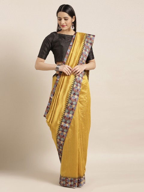 

Mitera Mustard Solid Jute Silk Saree