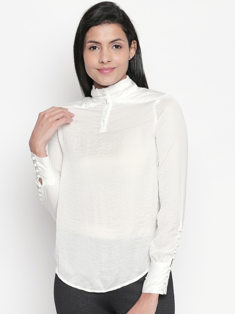 

Forever Glam by Pantaloons Women White Solid Shirt Style Top