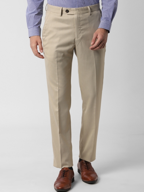 

Peter England Men Beige Slim Fit Solid Formal Trousers
