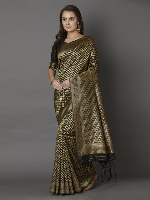 

Mitera Black Silk Blend Woven Design Banarasi Saree