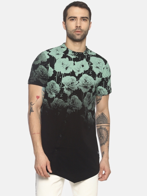 

KULTPRIT Men Black & Green Printed Round Neck T-shirt