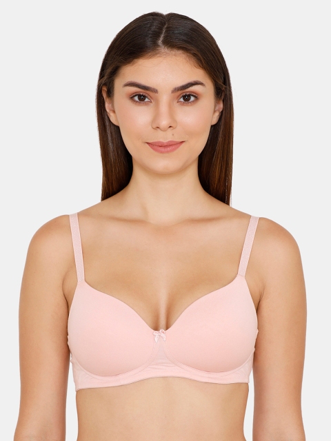 

Zivame Pink Solid Non-Wired Lightly Padded T-shirt Bra