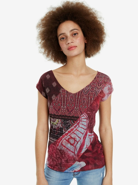 

Desigual Women Red Printed Top