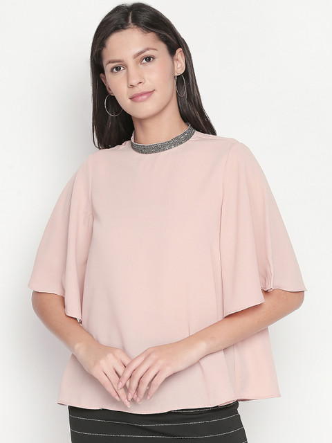 

Forever Glam by Pantaloons Women Peach-Coloured Solid A-Line Top