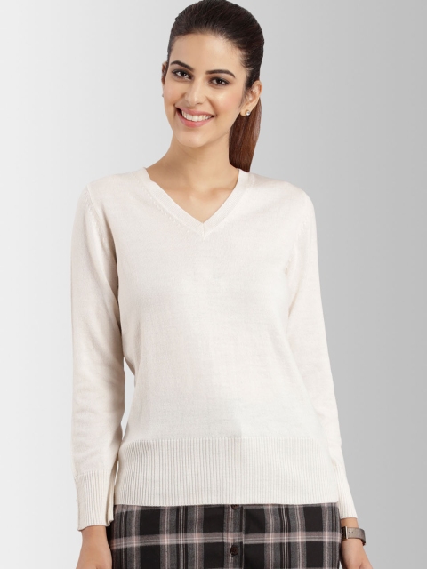 

FableStreet Women White Solid Sweater