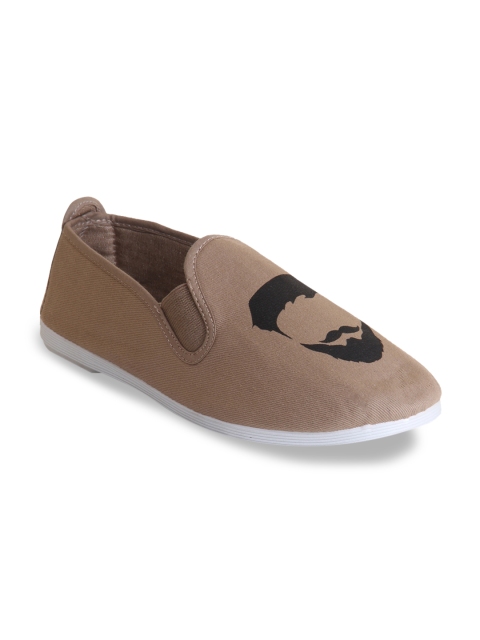 

SCENTRA Unisex Beige & Black Printed Slip-On Sneakers