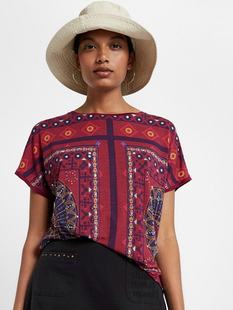

Desigual Women Red Printed Top
