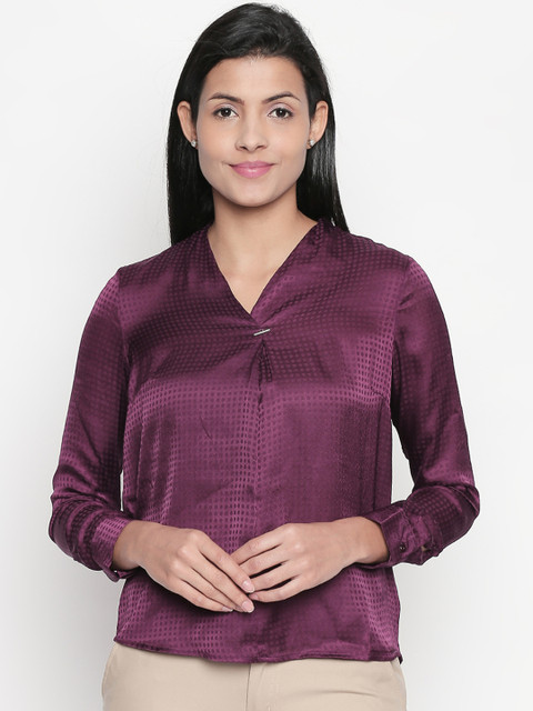 

Annabelle by Pantaloons Women Purple Self Design Formal Top
