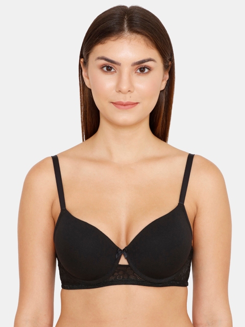 

Zivame Black Solid Underwired Lightly Padded T-shirt Bra