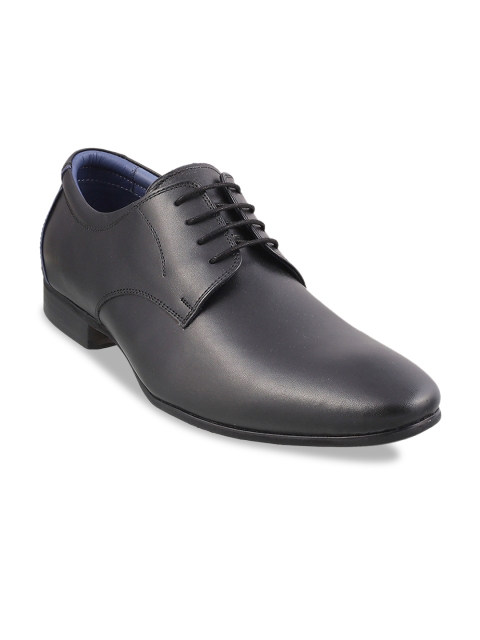 

J.FONTINI Men Black Solid Leather Formal Slip-Ons