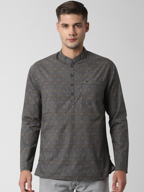 

Peter England Men Blue Printed Straight Kurta