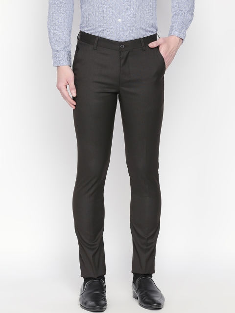 

Solemio Men Grey Slim Fit Solid Formal Trousers