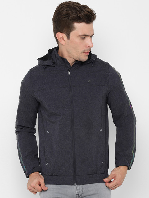 

Allen Solly Sport Men Navy Blue Hooded Solid Bomber Jacket