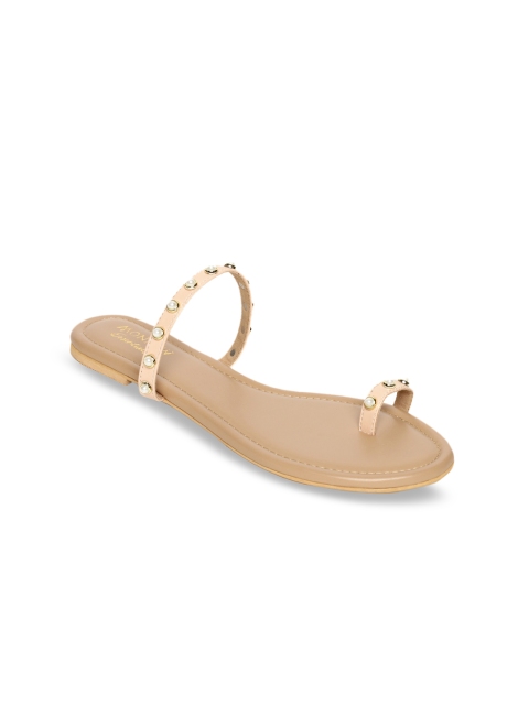 

Monrow Women Tan Brown Embellished One Toe Flats