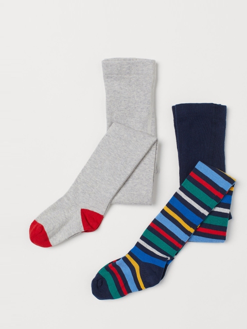 

H&M Boys 2-Pack Fine-Knit Tights, Blue