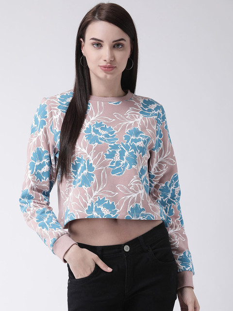 

Leo Sansini Women Blue & Pink Printed Crop Sweatshirt