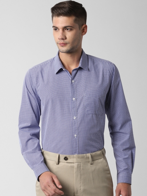

Peter England Men Blue & White Regular Fit Checked Formal Shirt