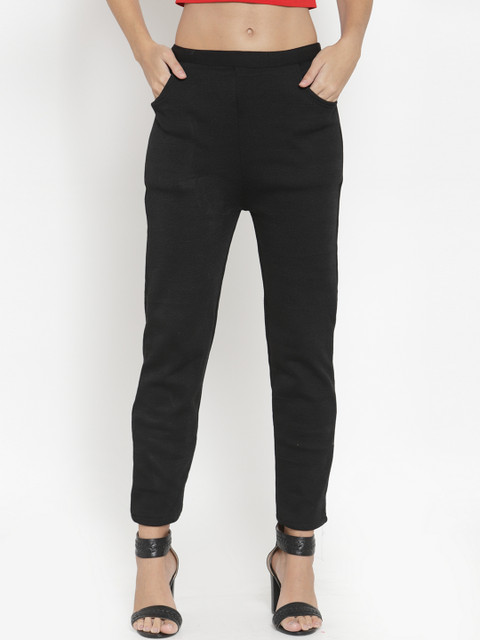 

Clora Creation Women Black Regular Fit Solid Woollen Trousers