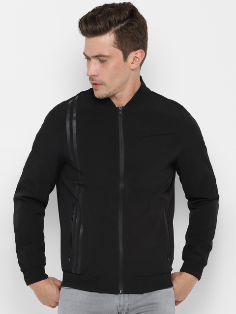 

Allen Solly Sport Men Black & Grey Striped Bomber Jacket