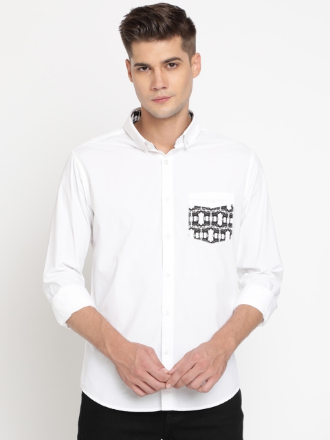 

TED HARBOR Men White Slim Fit Printed Casual Shirt