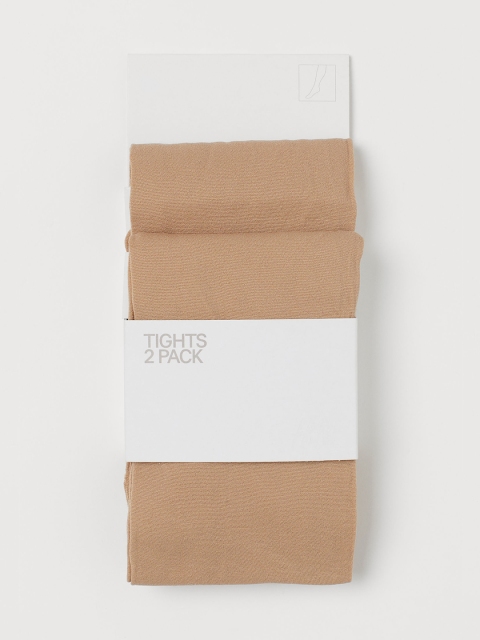 H&M Girls 2-Pack Thin Tights, Beige