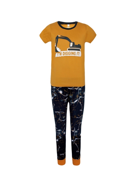 

Punkster Boys Yellow Printed Night suit