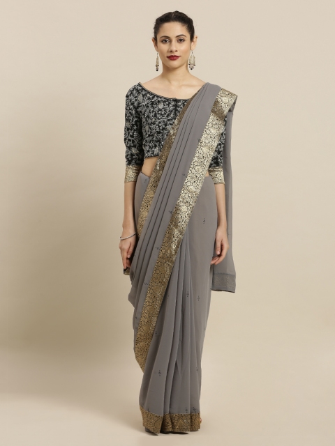 

Mitera Grey & Black Poly Georgette Embellished Saree