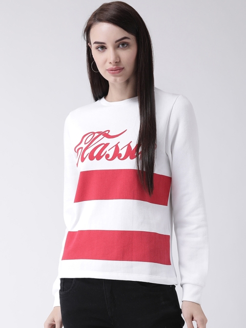

Leo Sansini Women White & Red Striped Sweatshirt