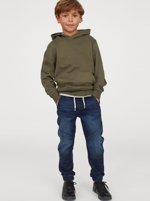 

H&M Boys Navy Blue Solid Super Soft Denim Joggers