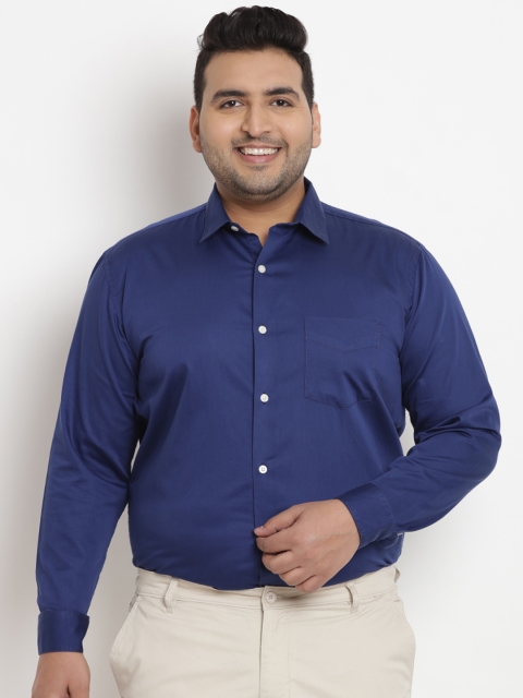 

John Pride Plus Size Men Blue Comfort Regular Fit Solid Formal Shirt