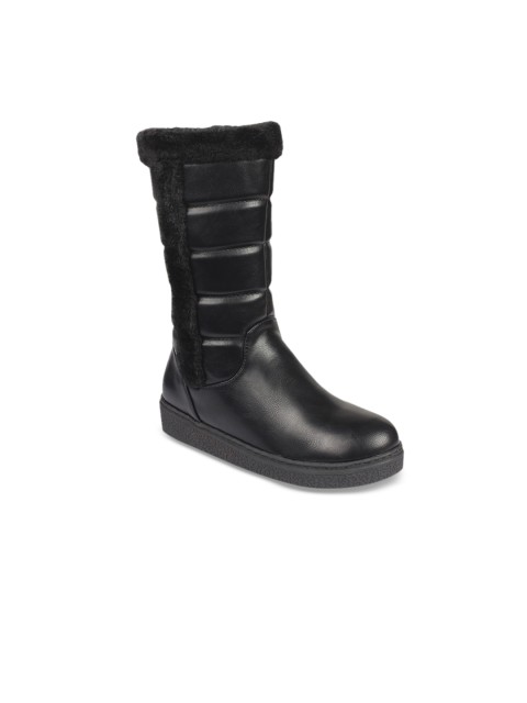 

Flat n Heels Women Black Solid High-Top Flat Boots