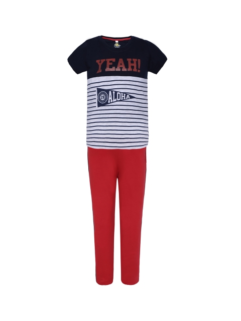 

Punkster Boys Black & Red Striped Night suit