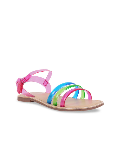 

Aria Nica Girls Pink Colourblocked Open Toe Flats