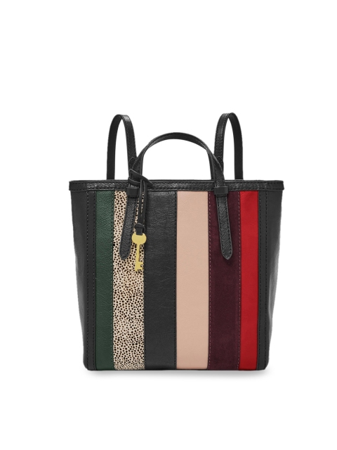 

Fossil Women Black & Beige Backpack cum Handbag