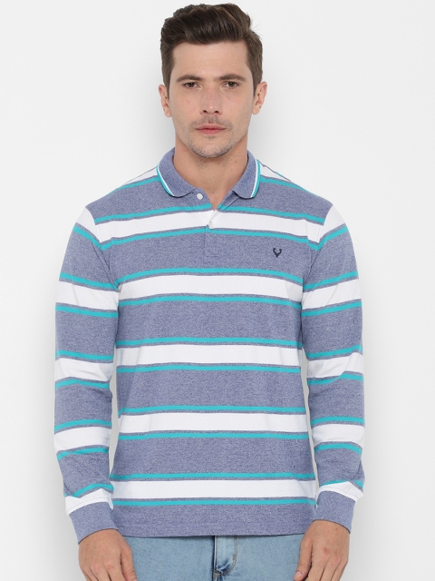 

Allen Solly Men Blue Striped Polo Collar T-shirt