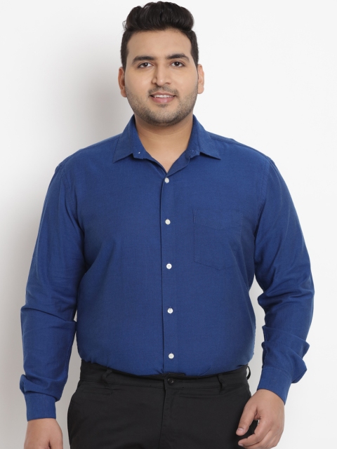 

John Pride Plus Size Men Blue Comfort Regular Fit Solid Formal Shirt