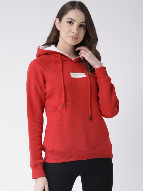 

Club York Women Red Printed Hooded Sweatshirt