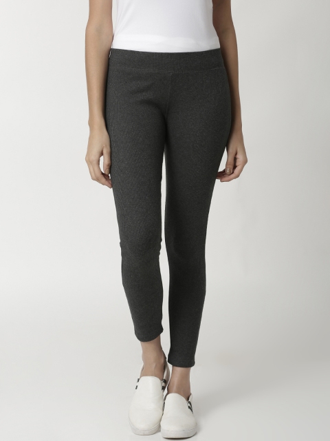 

De Moza Women Charcoal Grey Solid Ankle-Length Skinny-Fit Leggings