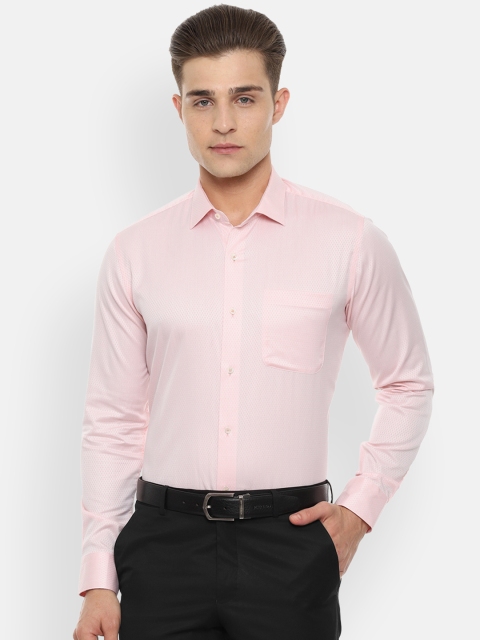 

Van Heusen Men Peach-Coloured Slim Fit Self Design Formal Shirt