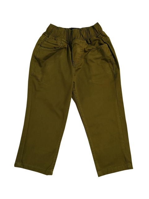 

KiddoPanti Boys Olive Green Solid Regular Fit Regular Trousers