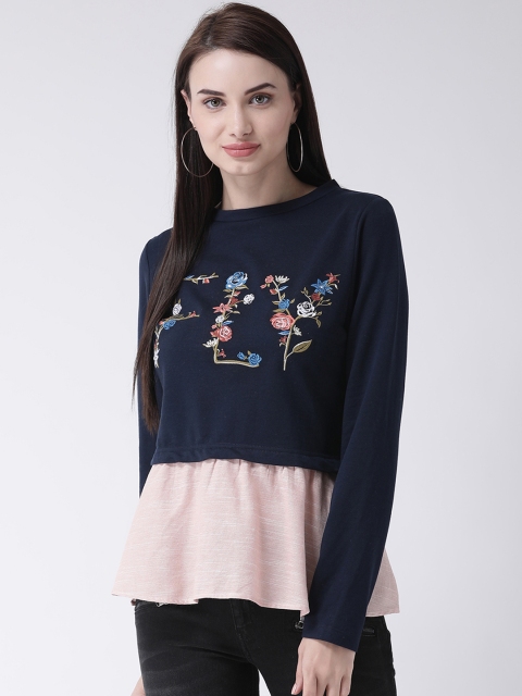 

Leo Sansini Women Navy Blue Embroidered Sweatshirt