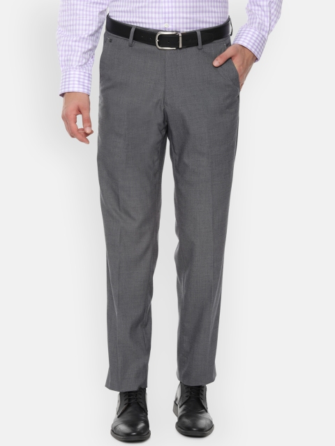 

Van Heusen Men Grey Regular Fit Self Design Formal Trousers