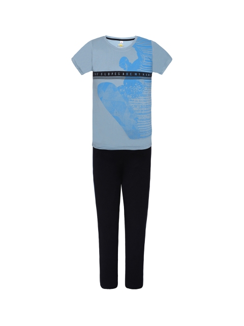 

Punkster Boys Blue Printed Night suit