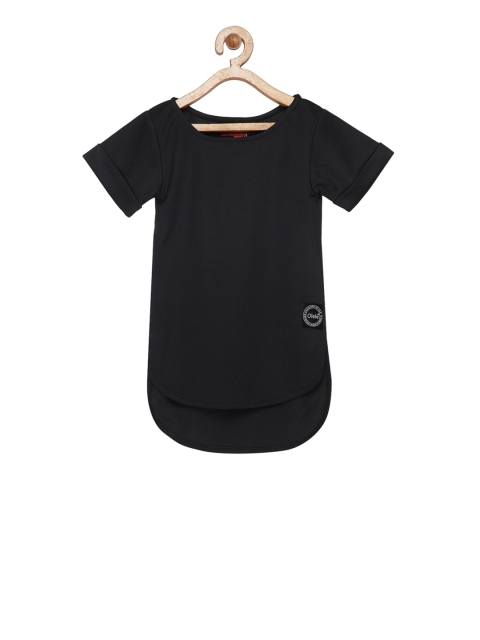 

Olele Girls Solid Black T-shirt Dress