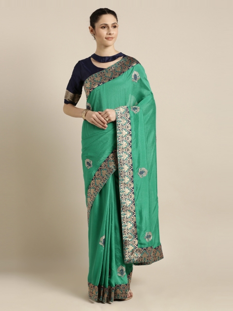

Mitera Green Embellished Jute Silk Saree